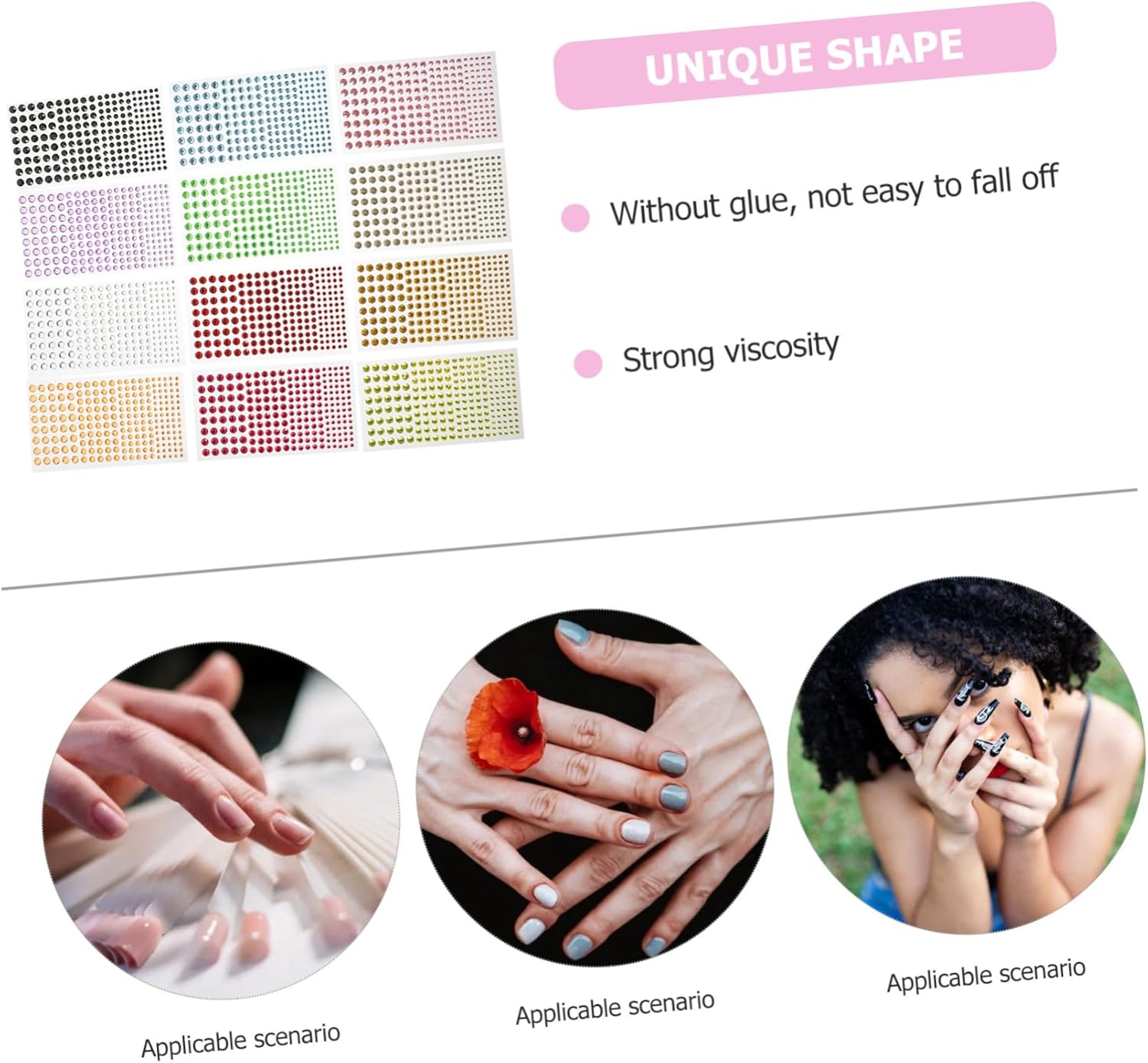 4sets Face Jewelry Stickers Self-Adhesive Rhinestones for Makeup DIY