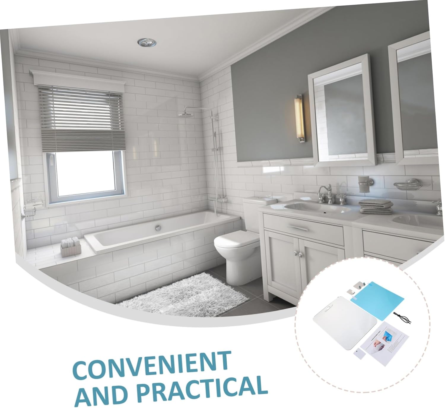 Baluue Portable Anti-Fog Mirror for Shower and Travel