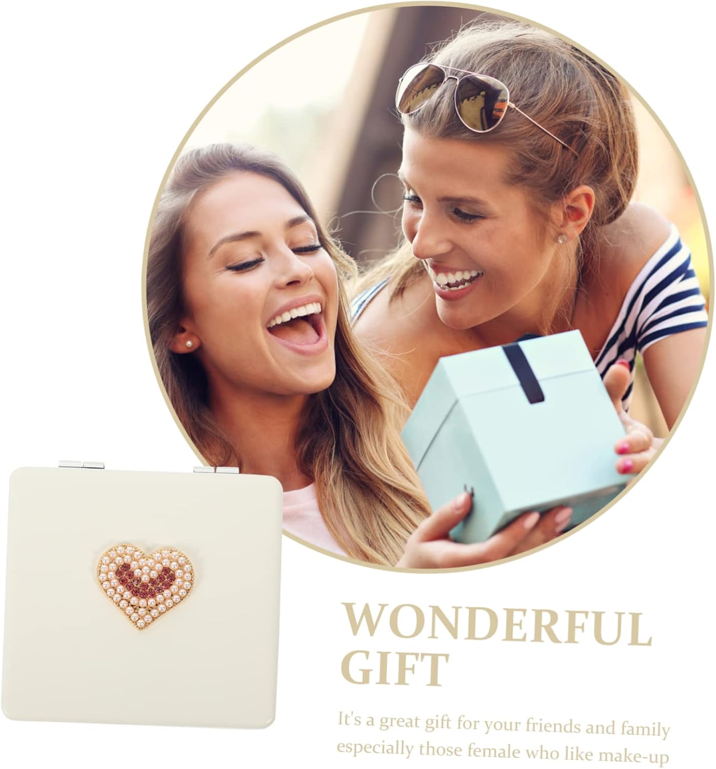 Portable Makeup Mirror Clamshell Compact for Travel and Daily Use