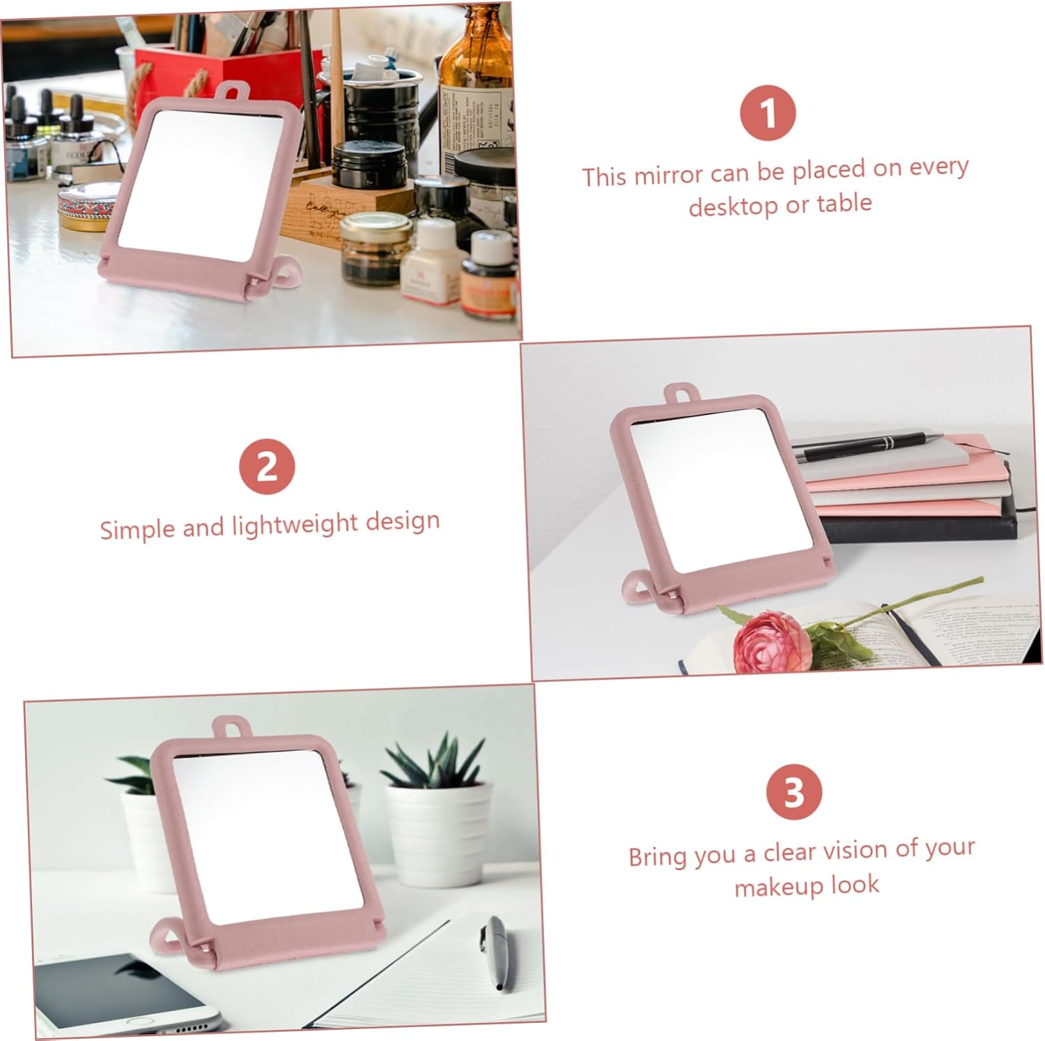 IWOWHERO Compact Desktop Makeup Mirror with Stand