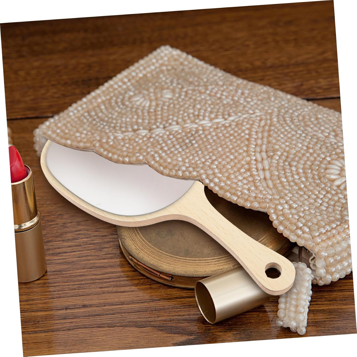 NOLITOY Wooden Makeup Mirror Portable for Travel and Salon Use