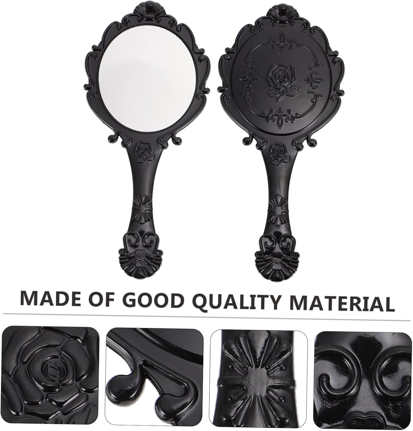 2pcs Gold Vanity Mirror Lightweight Travel Makeup Mirror Retro Handheld