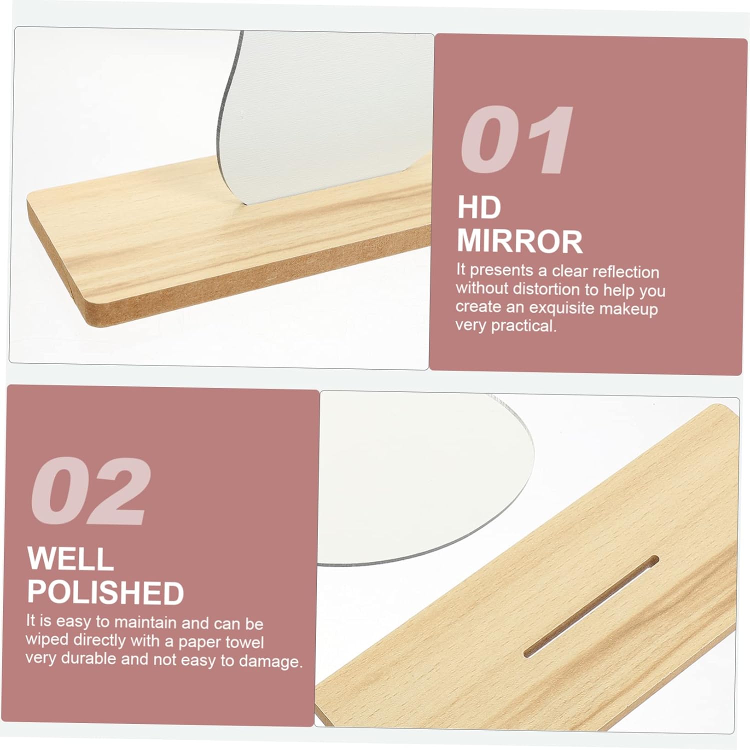 SOLUSTRE Irregular Wooden Stand Makeup Mirror