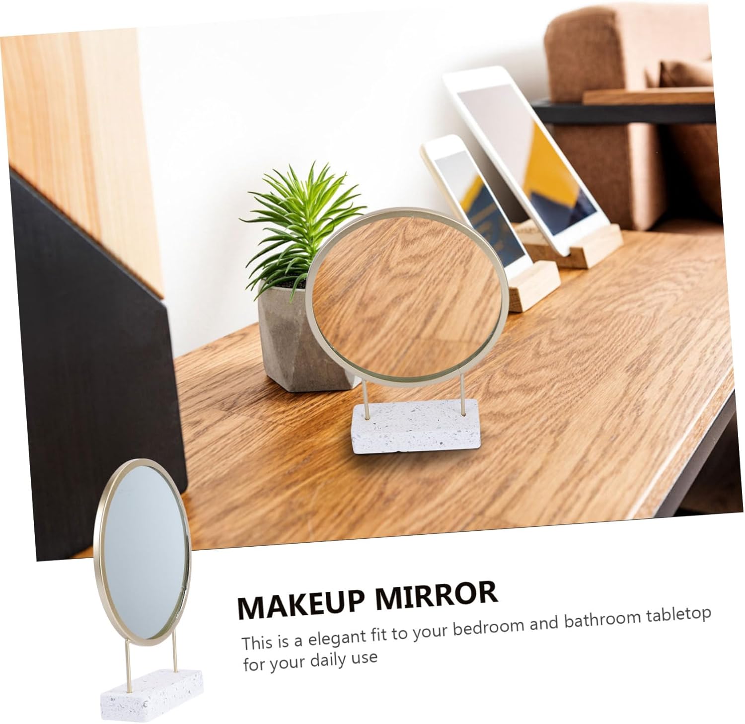 IMIKEYA Portable Makeup Mirror with Stand