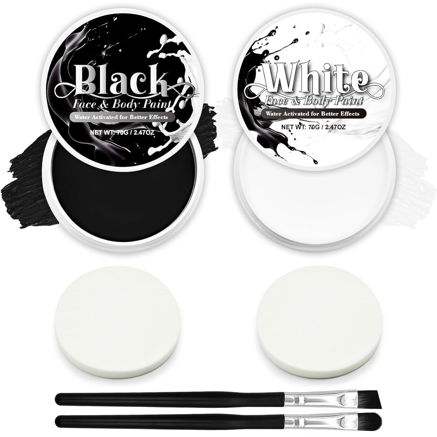 GCCL Black White Face Paint Set - 247 oz Professional Kit