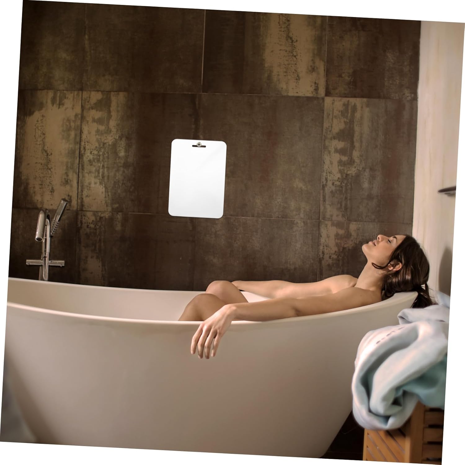 30x20cm Acrylic Hanging Shower Mirror with LED Lighting