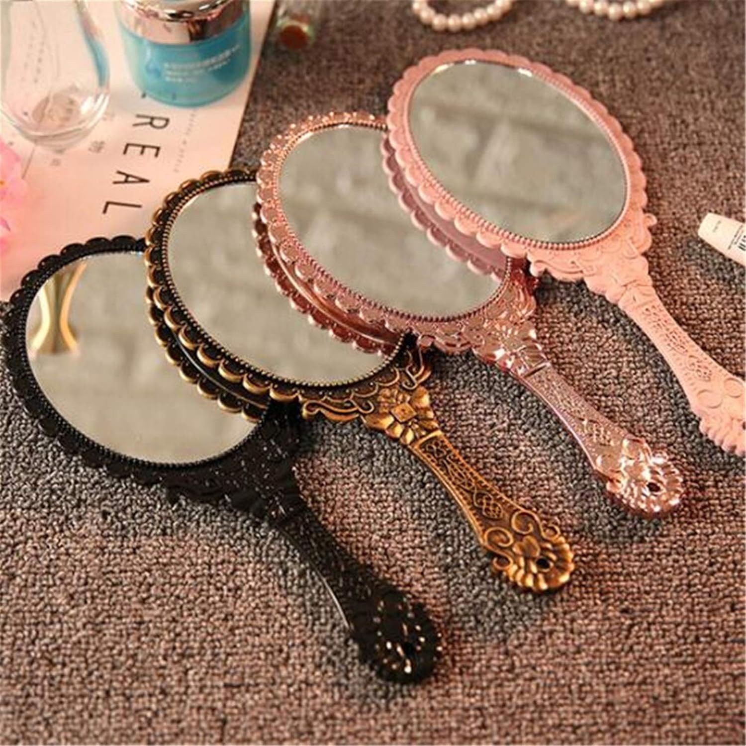 HASMI Gold Vanity Mirror Compact Handheld Makeup Mirror