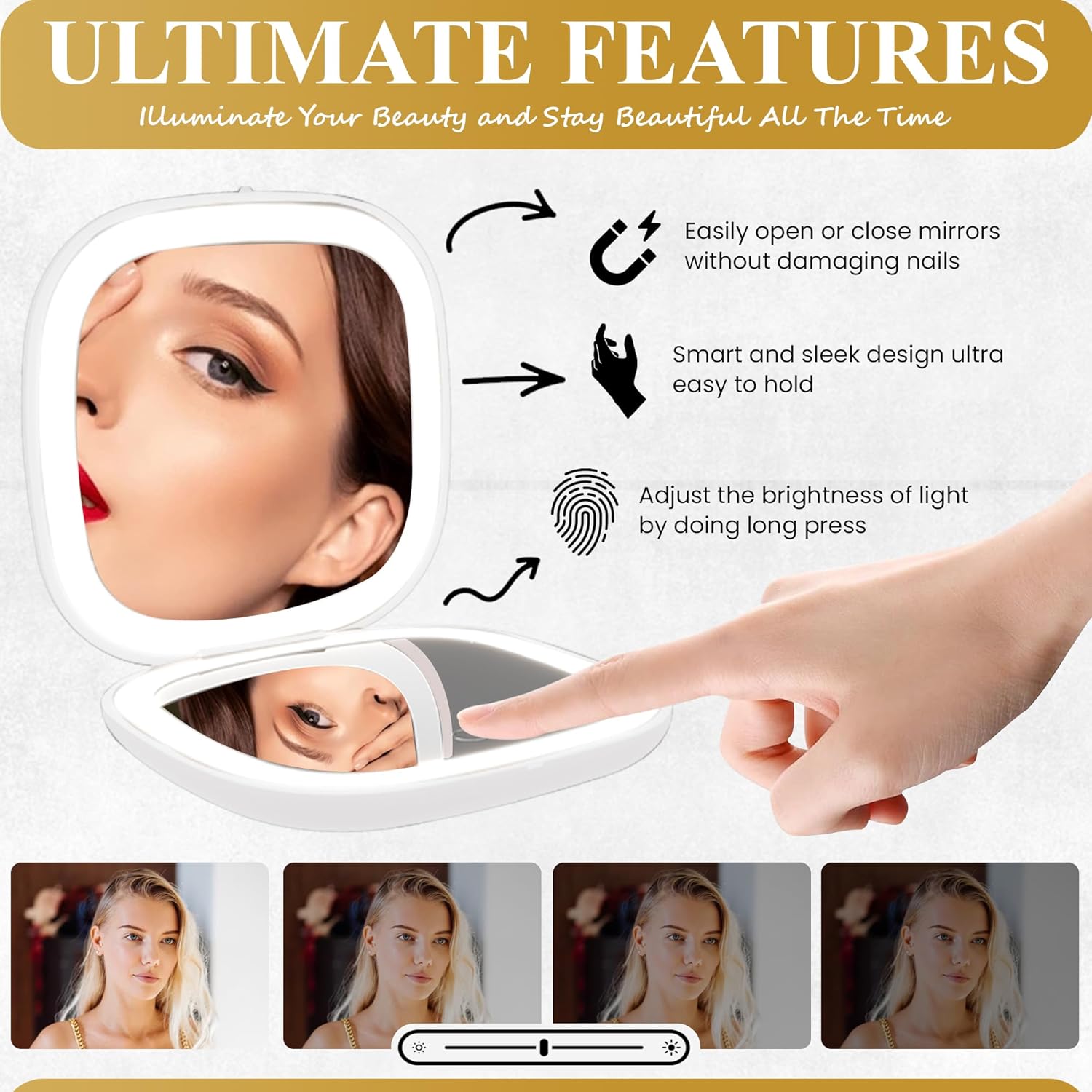 NJ GLAM LED Compact Makeup Mirror with 1X 10X Magnification 1