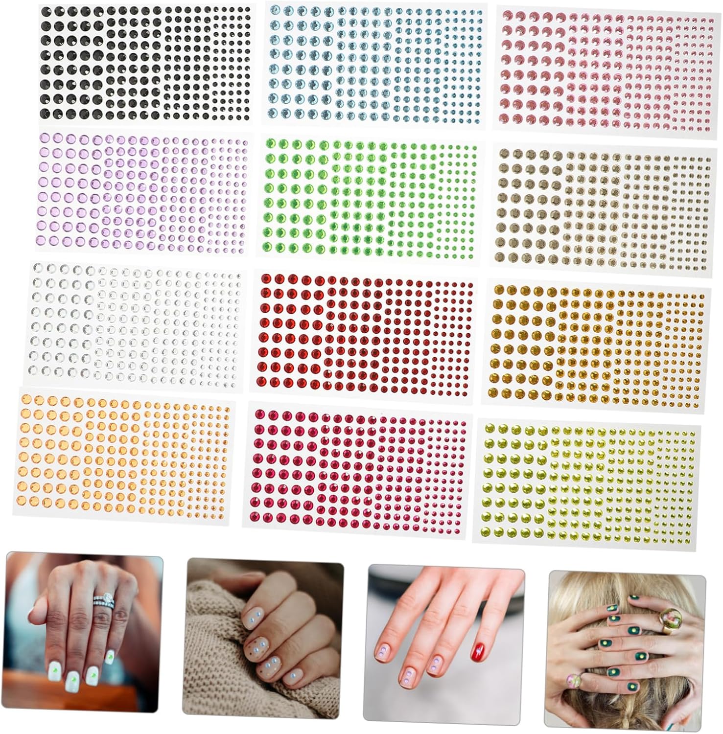 Gatuida 12 Sheets Self-Adhesive Rhinestone Stickers