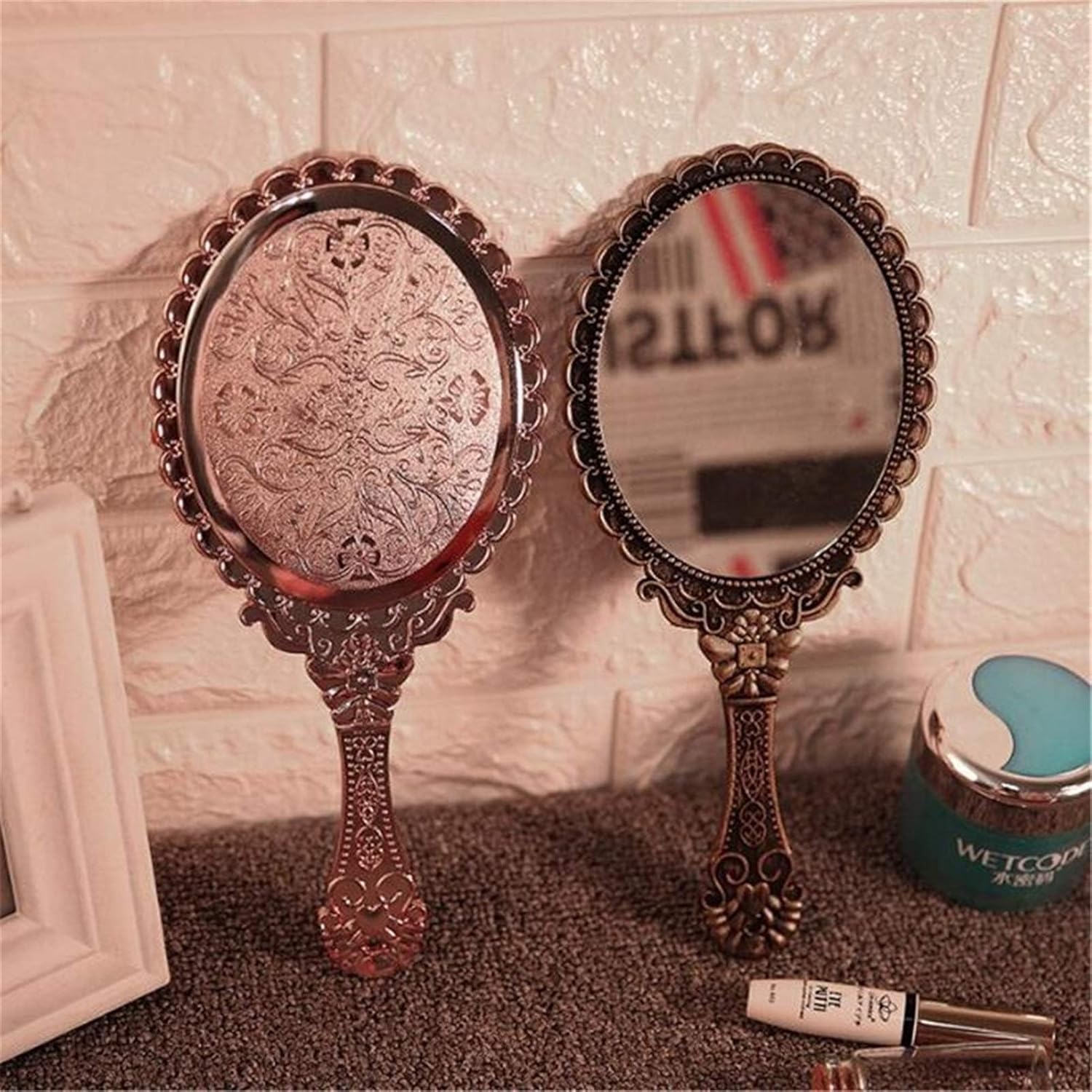 HASMI Gold Vanity Mirror Compact Handheld Makeup Mirror