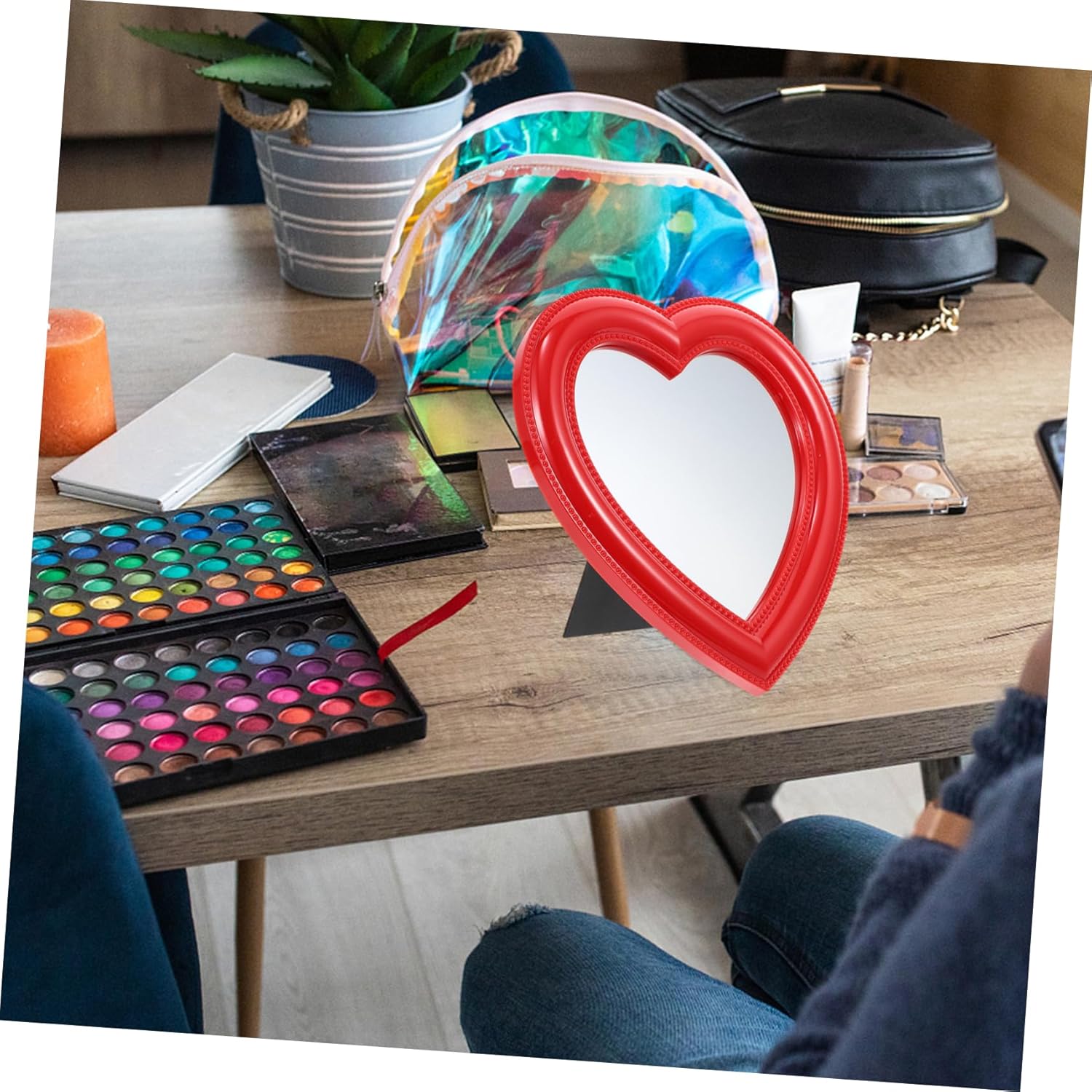 VALICLUD Heart Shaped Makeup Mirror 1