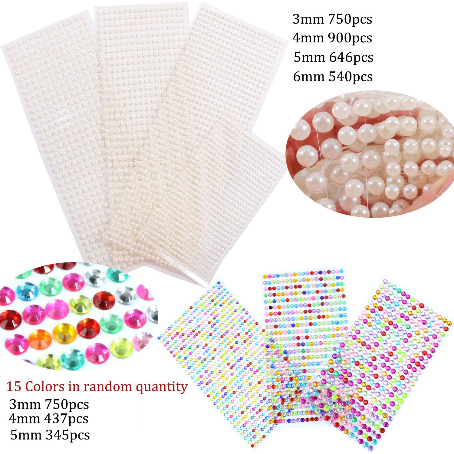 LAPOHI 4368 Pcs Rainbow Rhinestones Face Gems for Makeup Eyes