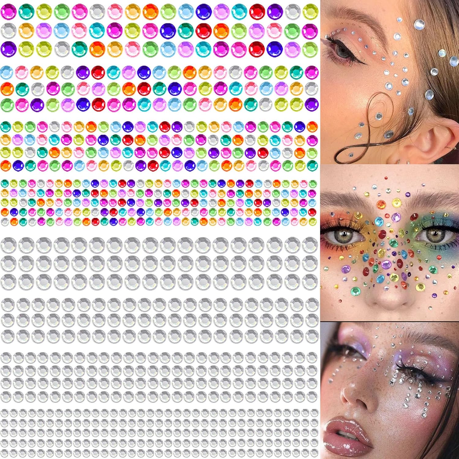3584 Pcs Rainbow Rhinestones for Makeup Eyes Face Gems
