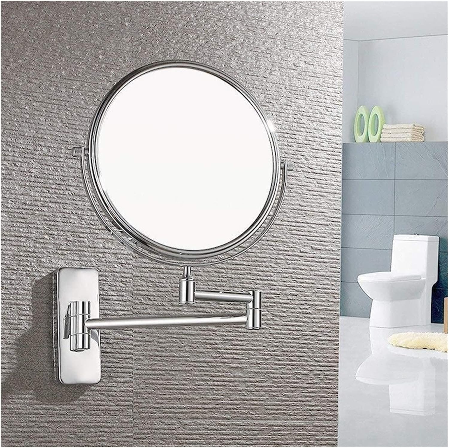 Wall-Mounted Double-Sided Folding Vanity Mirror with 7X Magnification