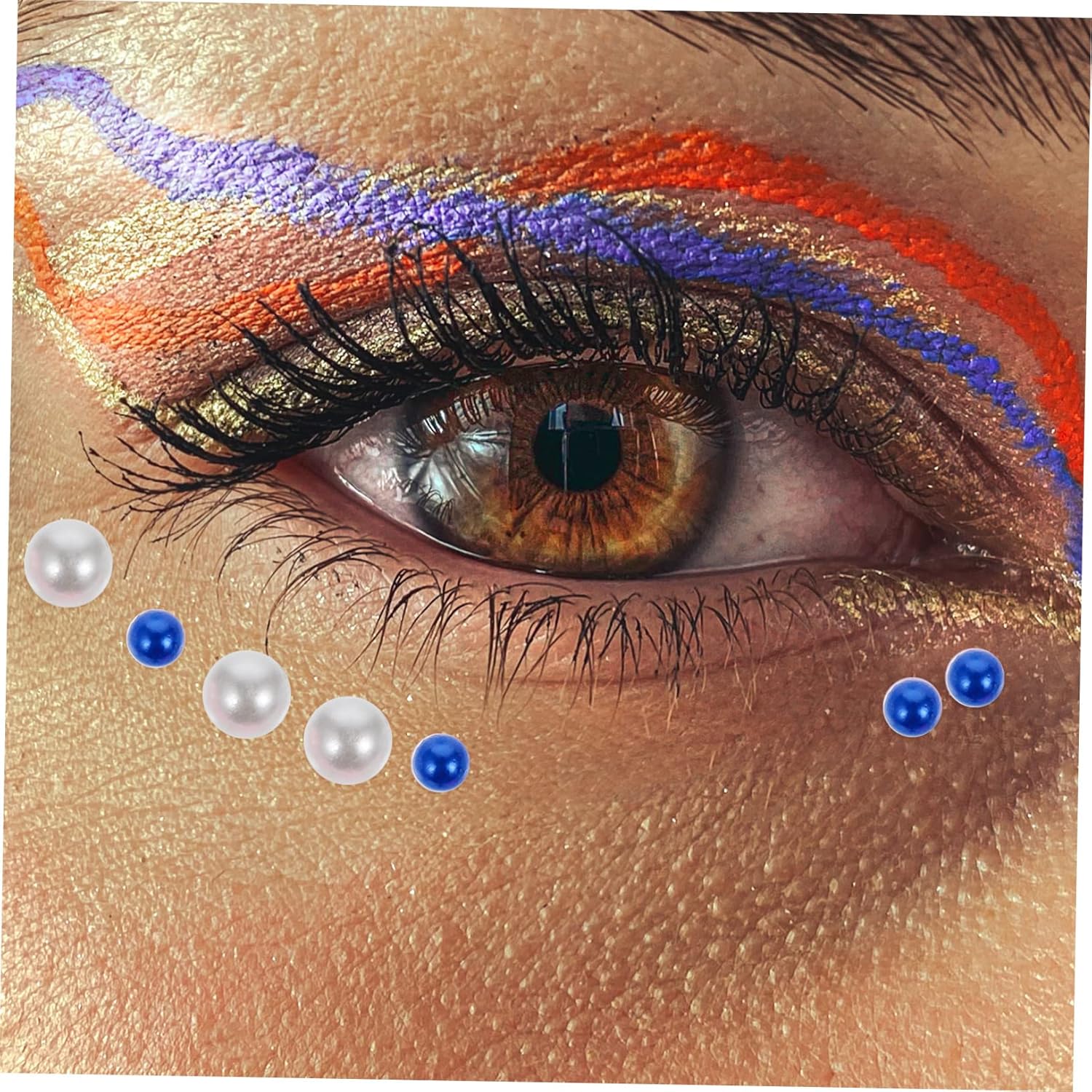 Lurrose 4sets Facial Diamond Sticker Clear Rhinestones