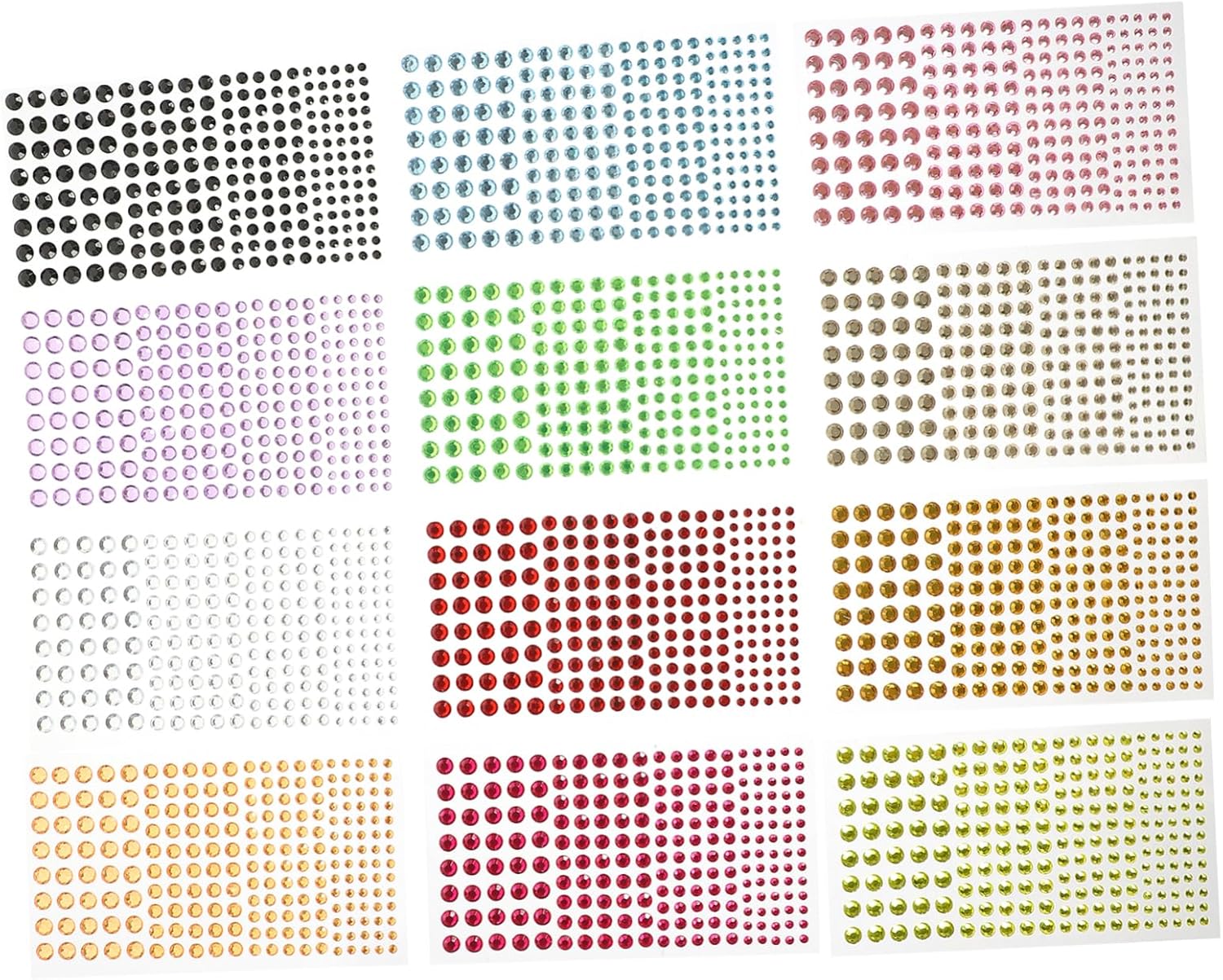 4sets Face Jewelry Stickers Self-Adhesive Rhinestones for Makeup DIY