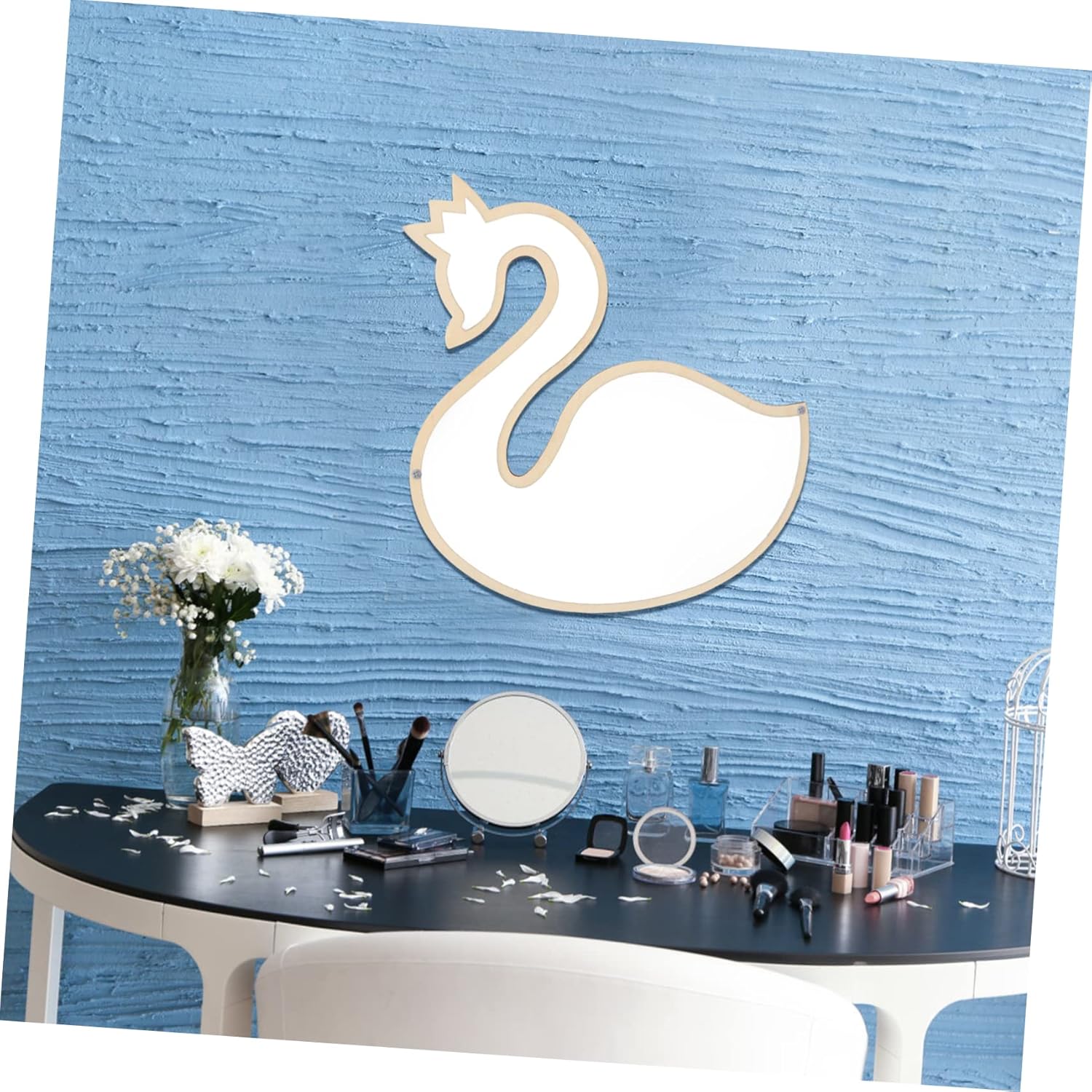 Luxury Acrylic Mirror with Swan Shape for Makeup