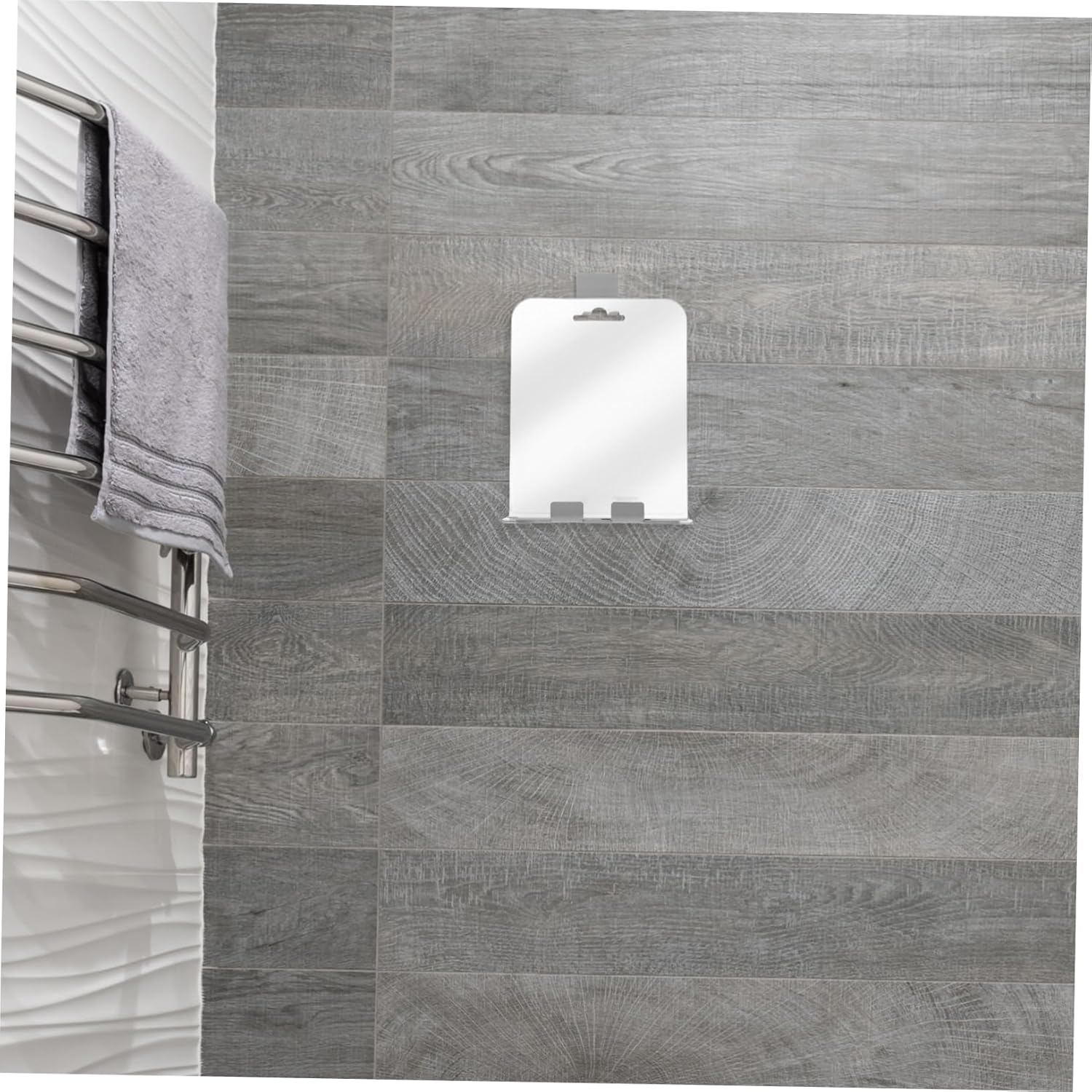 Fogless Shower Mirror with Razor Holder and Hooks