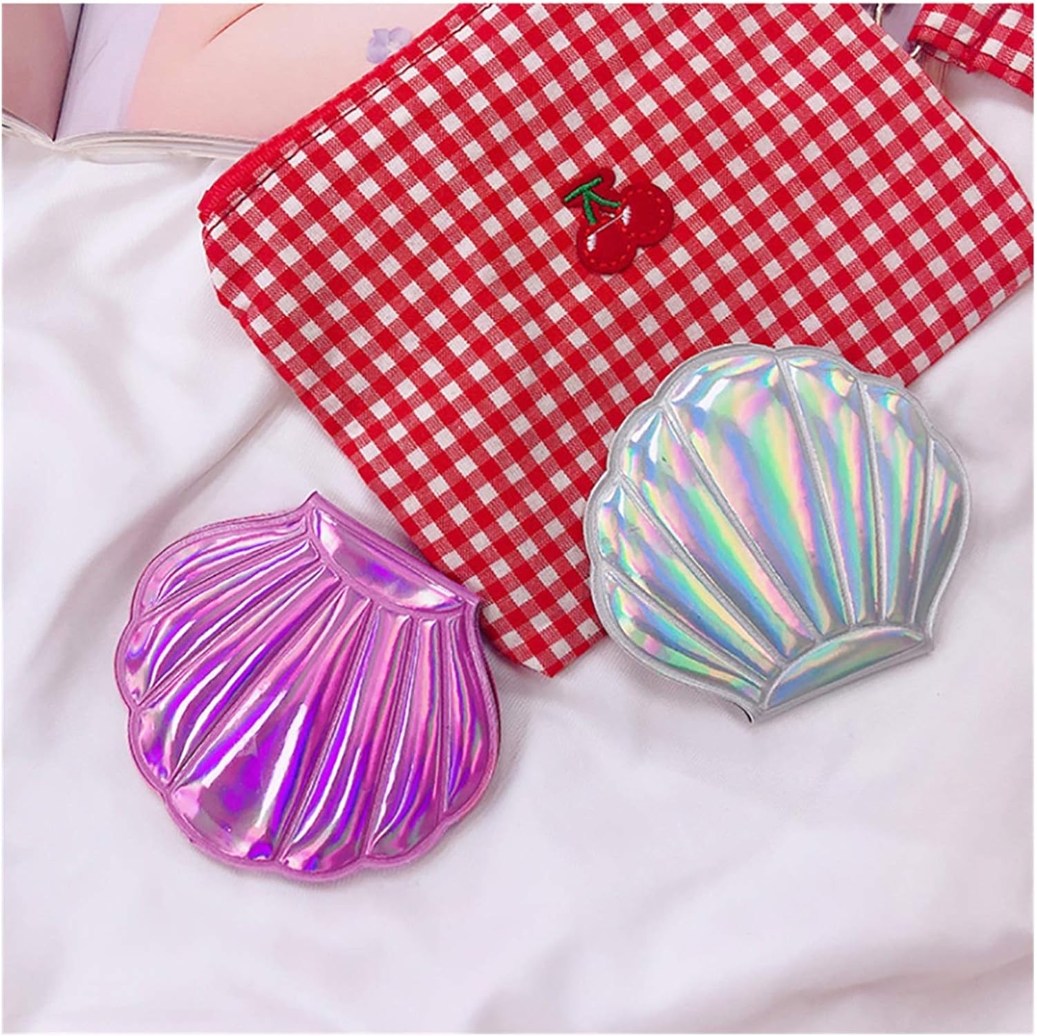 SUNESA 4pc Shell Makeup Mirror with Light 1