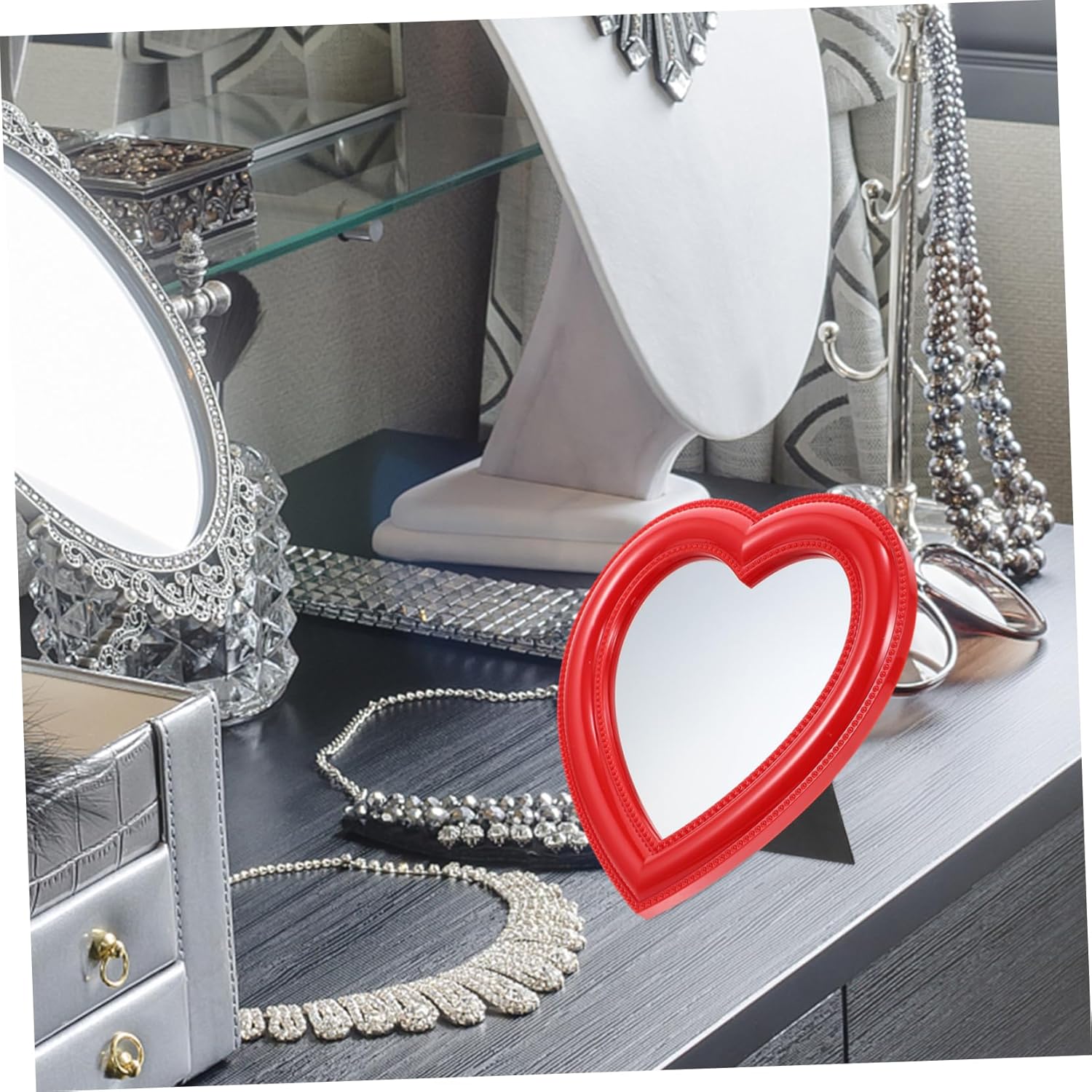 Heart Shaped Desktop Makeup Mirror Wall Vanity Mirror for Women