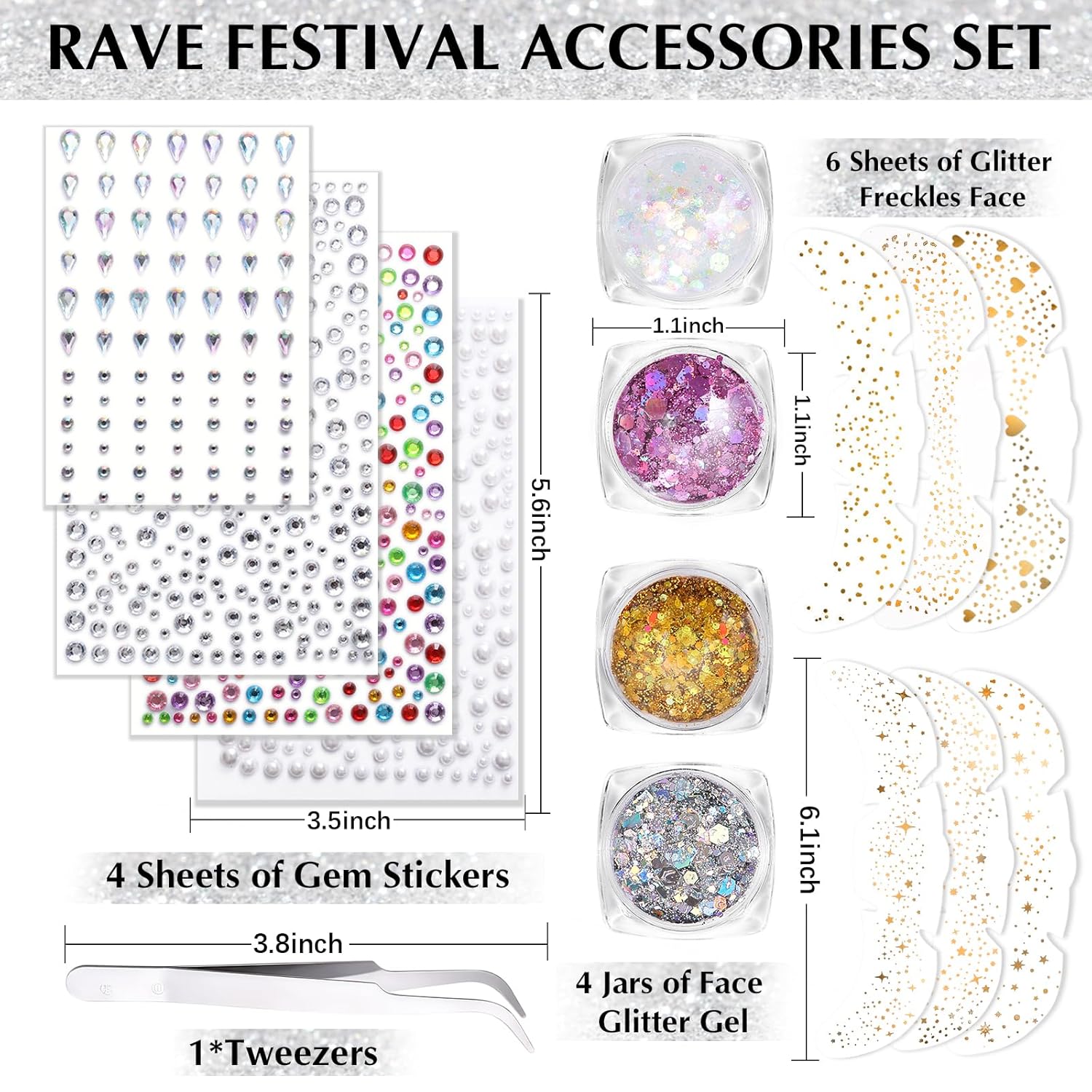 U-Shinein Glitter Freckles Face Tattoo Set