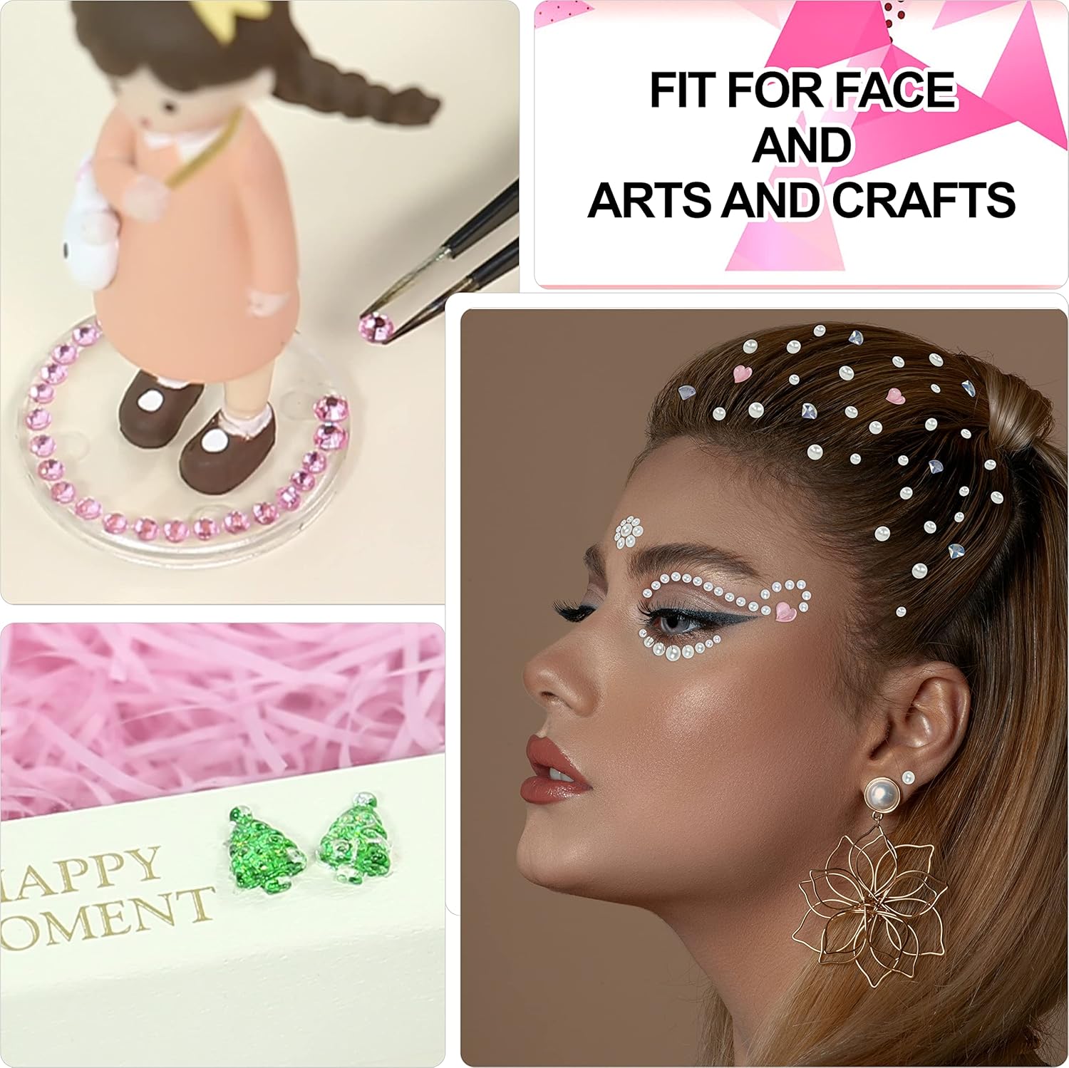 WIDELY TOY Christmas Face Gems 8 Sets Glitter Stick On